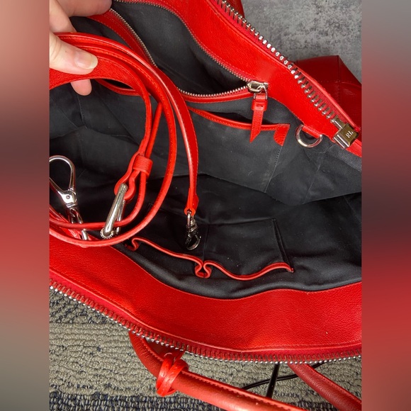 Authentic Ralph Lauren Red Ricky Lambskin Leather Bag BROKEN ZIPPER - Picture 9 of 12